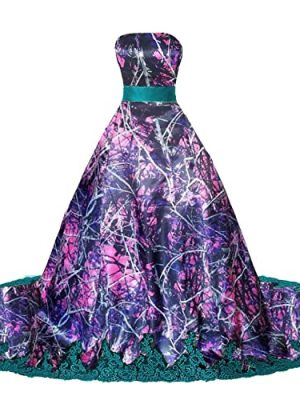 Camo and Lace Wedding Bride Dresses Evening Prom Dress Long