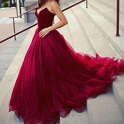 V Neck Velvet and Tulle Long Ball Gown Corset Formal Evening Prom Dresses