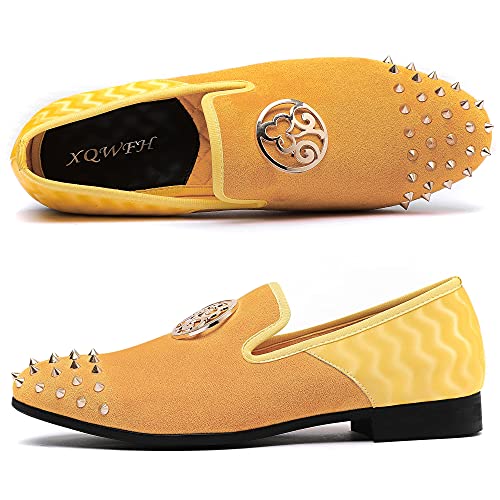 Mens Leopard Loafers Leather Embroidery Spiked Slip on Dress Shoes Slipper Luxury Fashion Penny Prom
