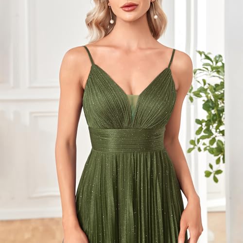 515pF1XO0PL.jpg Sexy Backless Maxi Formal Dress for Women with Sequin, Sleeveless Pleated Evening Gowns for Wedding and Cocktail