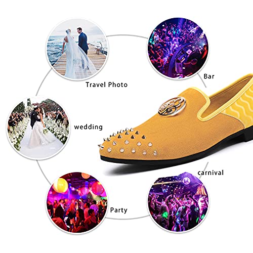 Mens Leopard Loafers Leather Embroidery Spiked Slip on Dress Shoes Slipper Luxury Fashion Penny Prom
