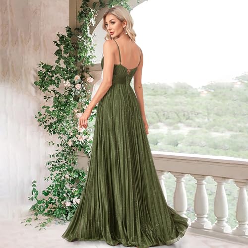 51DNIqh2zL.jpg Sexy Backless Maxi Formal Dress for Women with Sequin, Sleeveless Pleated Evening Gowns for Wedding and Cocktail
