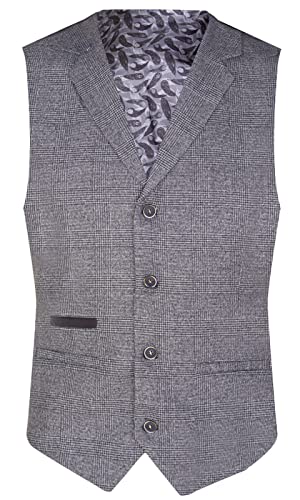 Mens Grey 3 Piece Suit Prince of Wales Check Classic Tailored Fit Wedding Suit