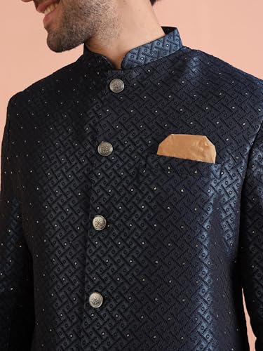 Men's Jacquard Indowestern Sherwani Pajama Set – Mandarin Collar | Indian Wedding & Festive Wear