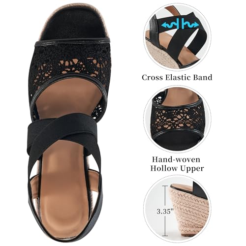 Sandals for Women Wedge Heels: Summer Dressy Platform Espadrilles Wedges - Comfortable Square Open Toe Wedding Shoes 2025