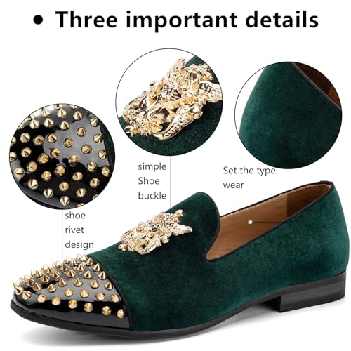 Mens Velvet Loafers Dress Shoes with Metal Embellishments Party Luxury Loafer Shoes