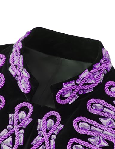 Men's Standing Collar Velvet Knot Embroidery Court Blazer Masculine Baroque-Inspired Suit Jacket