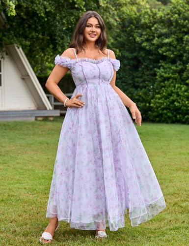 Womens Wedding Guest 2025 Elegant Classy Off The Shoulder Dress Floral Sleeveless Tulle Split Cocktail Party Maxi Dresses