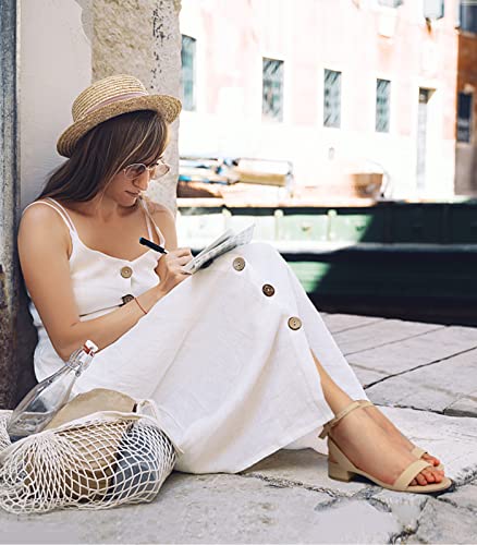 Black Nude White Red Women Sandals Comfortable Walking Strappy Open Toe Sandals for Women Dressy Summer 1 Inch Low block Heel