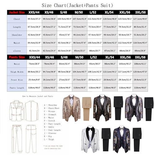 51RCg0vmY-L.jpg 3 Pieces Men's Tuxedo Paisley Groom Wedding Blazer Jacket Vest Pants Sets Floral Formal Suits for Party,Dinner,Prom