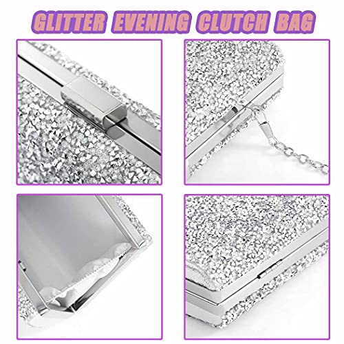 Glitter Evening Clutch Bag Double Sided Diamond Bag Crossbody Purse Wedding Party Bag for Women