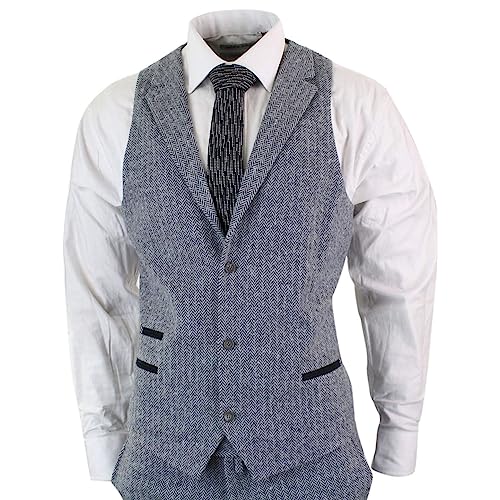 51Wd2fatHML.jpg Mens Light Grey 3 Piece Tweed Suit Herringbone Wool Vintage Retro