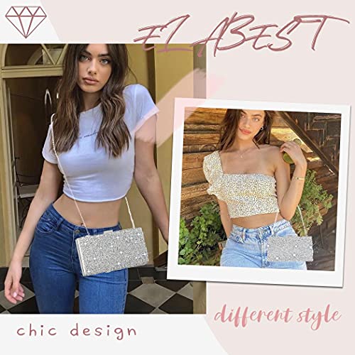 Glitter Evening Clutch Bag Double Sided Diamond Bag Crossbody Purse Wedding Party Bag for Women