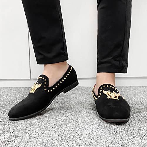 Men's Loafers Vintage Slip on Suede Dress Shoes Velvet Dress Loafers Size 7-13