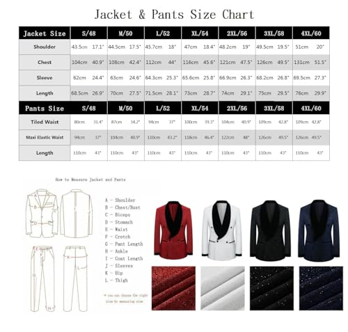 Men's Prom Suit 2 Pieces Tuxedo Shiny Blazer Velvet Shawl Lapel Jacket Pants Set for Homecoming,Wedding Party,Dinner