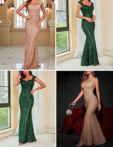 Formal Dress Sequin Fishtail Sleeveless 1920s Gatsby Cocktail Prom Elegant Maxi Evening Gowns for Women