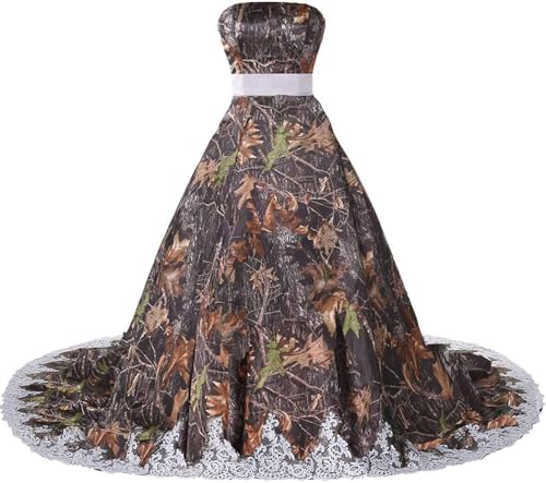 Camo and Lace Wedding Bride Dresses Evening Prom Dress Long