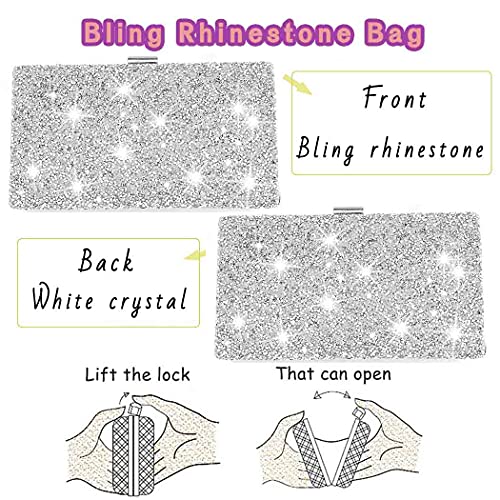 Glitter Evening Clutch Bag Double Sided Diamond Bag Crossbody Purse Wedding Party Bag for Women