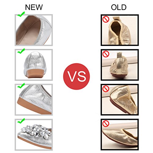 Women Ballet Flats Rhinestone Wedding Ballerina Shoes Foldable Sparkly Comfort Slip on Flat Shoes