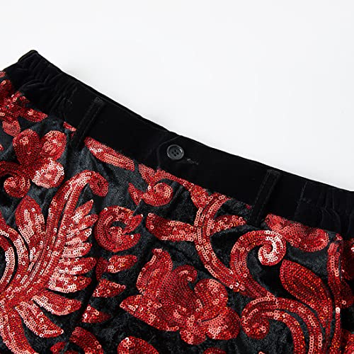 Men Fashionable Floral Pattern Sequins Two Pieces Set Suits