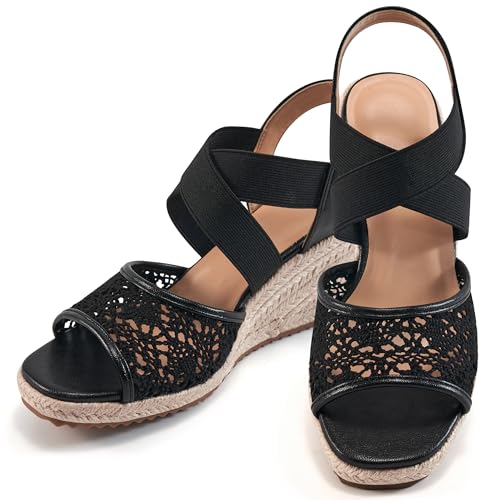 Sandals for Women Wedge Heels: Summer Dressy Platform Espadrilles Wedges - Comfortable Square Open Toe Wedding Shoes 2025
