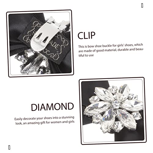 Bow Shoe Buckle Rhinestone Shoe Buckles Accessories Heel Decoration Rhinestone Bow Shoe Clip Clips
