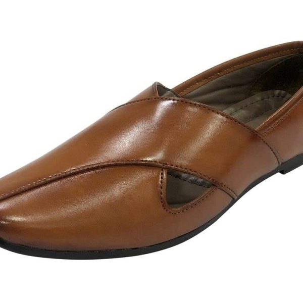 Punajbi Jutti for Men Sherwani Jutti Groom Shoes Tan Indian Shoes Breathable Loafers