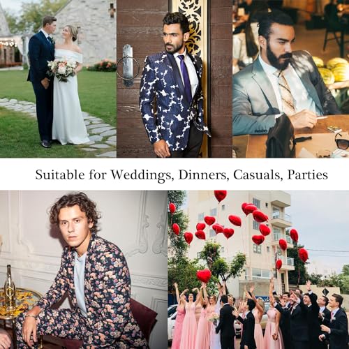 Men's 3 Pieces Slim Fit Houndstooth Velvet Shawl Lapel Tuxedo Suits Jacket Pants Set for Wedding Prom Dinner