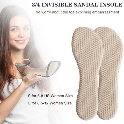 2 Pairs Gel High Heel Inserts, Self-Adhesive Sandal Inserts Insoles Women, New Anti Slip Design, 3/4 Length Dress Shoe Inserts