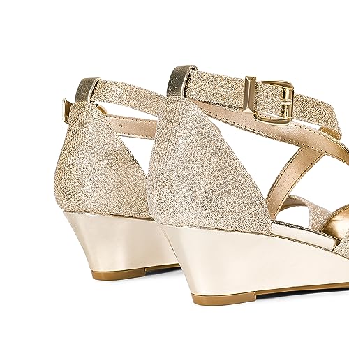 Women's Low Wedge Sandals Ankle Strap Heel Sandal Open Toe Wide Dress Summer Shoes
