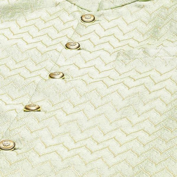 Men's Cream Jacquard Indowestern Sherwani Kurta & Pajama Set – Mandarin Collar | Indian Wedding & Festive Wear