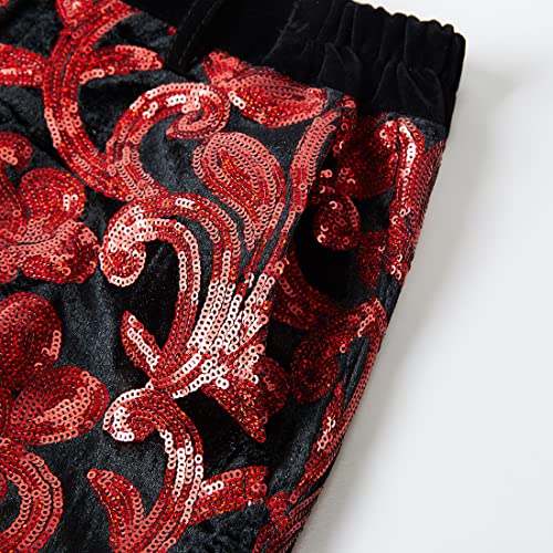 Men Fashionable Floral Pattern Sequins Two Pieces Set Suits