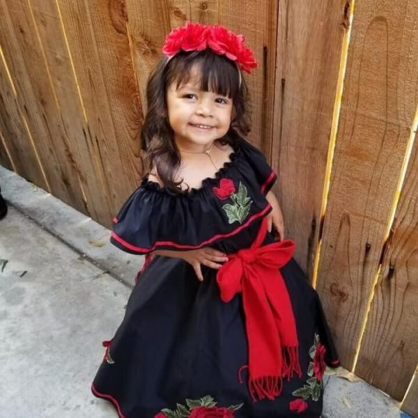 Flower Embroidered Mexican Mini Quinceanera Dresses for Little Girls Pageant Ball Gown Dress Off Shoulder