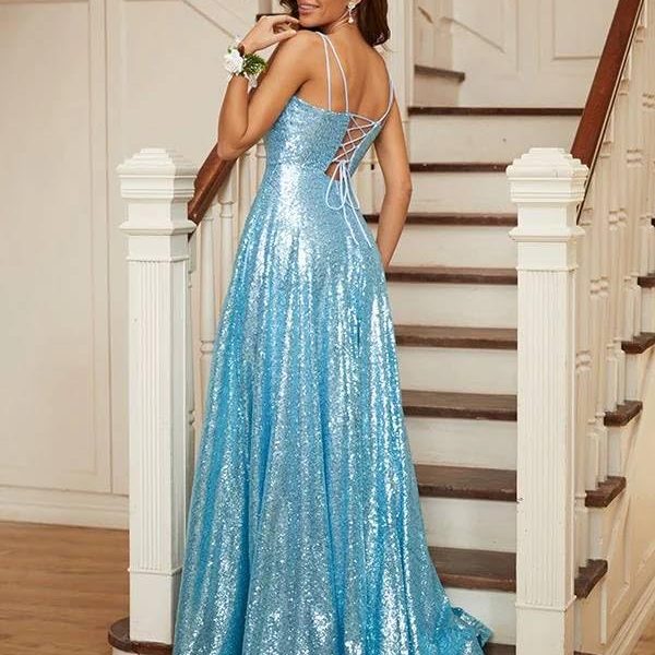 Bride Sequin Bridal Party Engagement Dresses Wedding Guest Formal Dress Floor Length